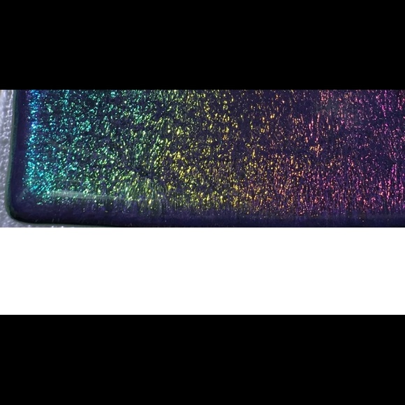 Stoddard Studio Fused Glass Square Iridescent Rainbow Dish w/ Shells 7"x7" NEW - Picture 4 of 4